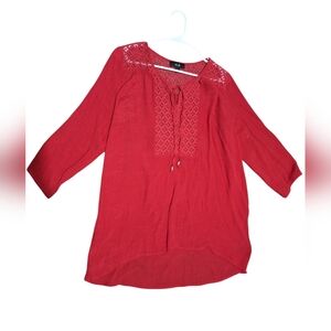 Red Lace Detail Blouse